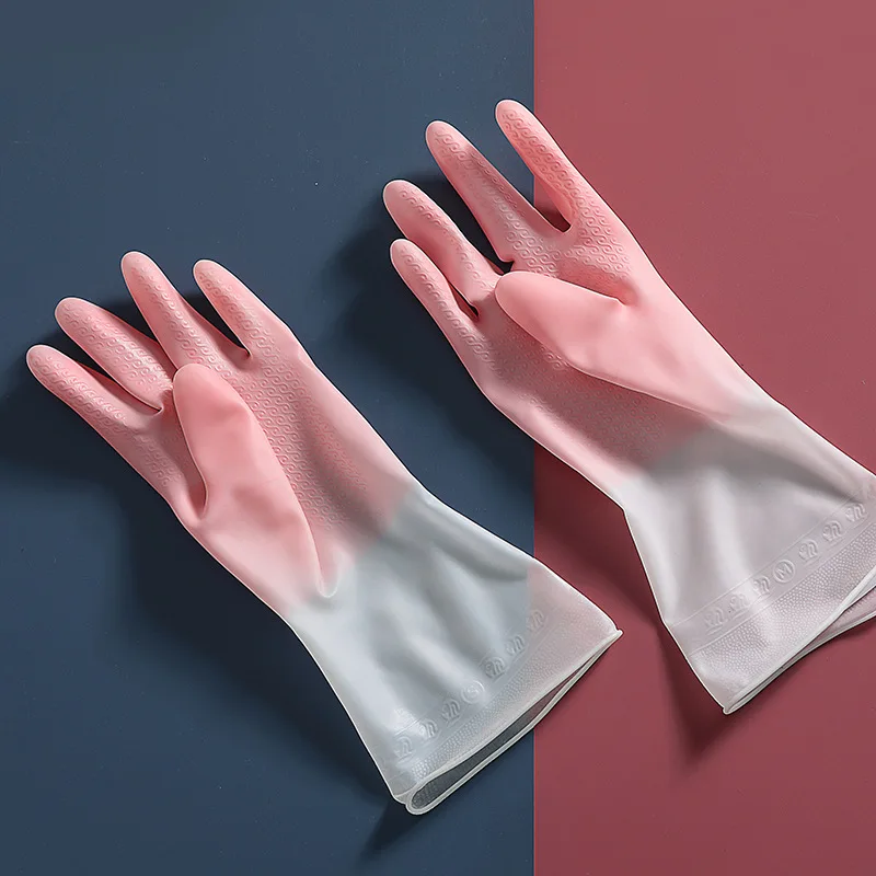 

Household Dishwashing Gloves Rubber Latex Kitchen Cleaning Sponge Pot Washing Clothes Plastic Gradient Color Plastic Steel