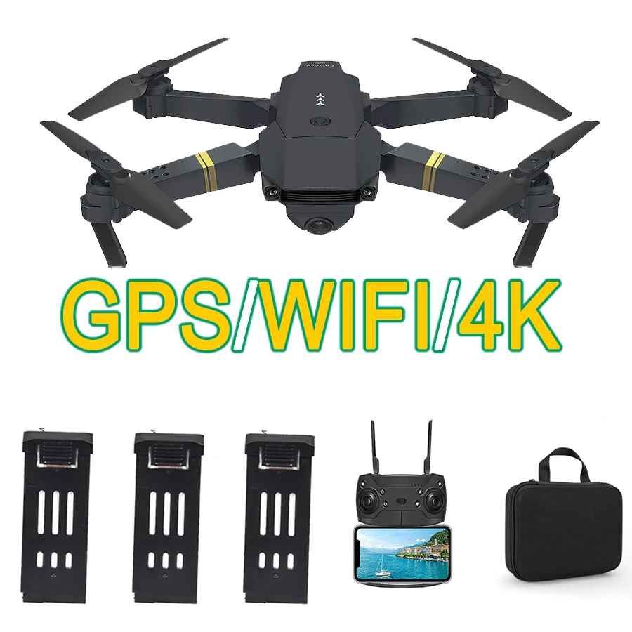 Дрон E58 Wifi Fpv широкоугольная камера Hd 1080P / 720P/4K режим удержания высоты складной