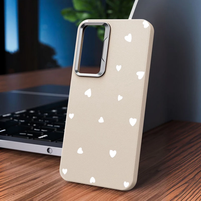 Чехол Love Hearts для Samsung Galaxy A55 A54 5G A35 A25 A15 A16 A52 A53 A14 A34 S20 S21 FE S22 S23 S24 Ultra Leather Texture Case