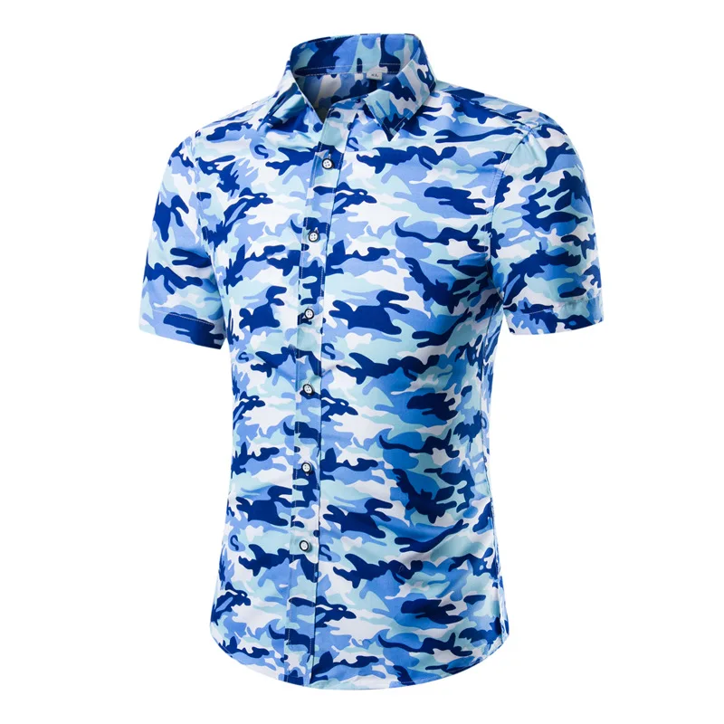 

Men's Oversized Printed Short Sleeves Shirt Trendy Casual Slim-Fit Floral Shirt