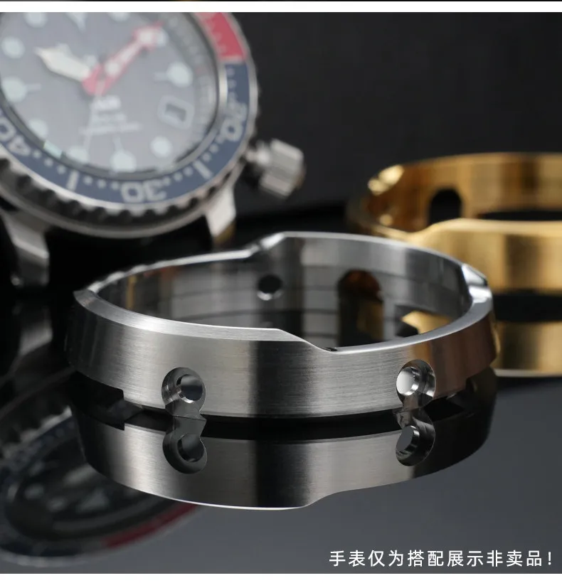Фото Защитный металлический корпус-броня для часов SEIKO Prospex Tuna SNE497 498 499 518 533 535 537, серебристый, золотистый, черный №1
