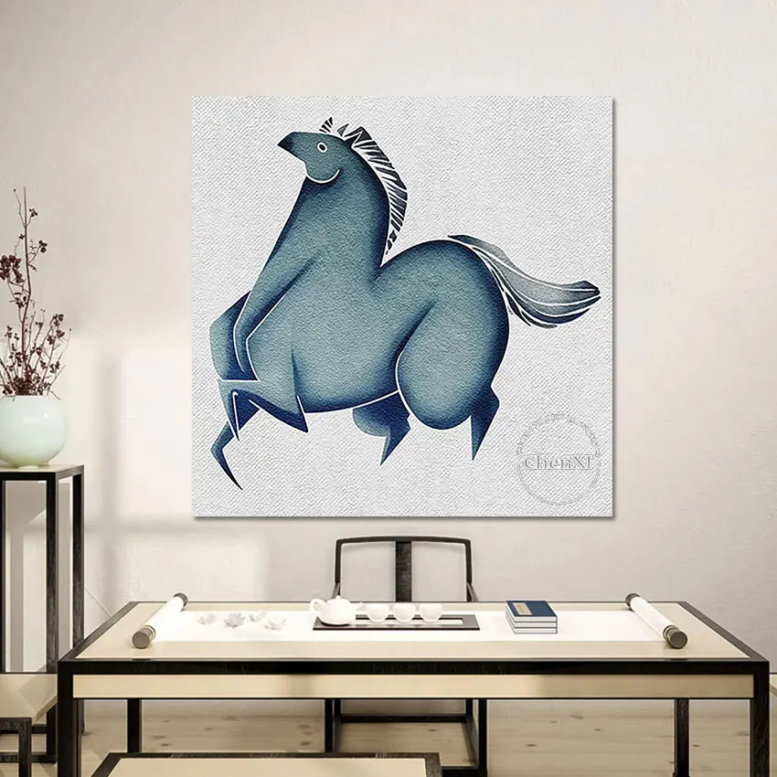 

Large Size Abstract Lovely Cartoon Fat Running Horse Animal Oil Painting Handmade Canvas Wall Poster Unframed Nordic Art