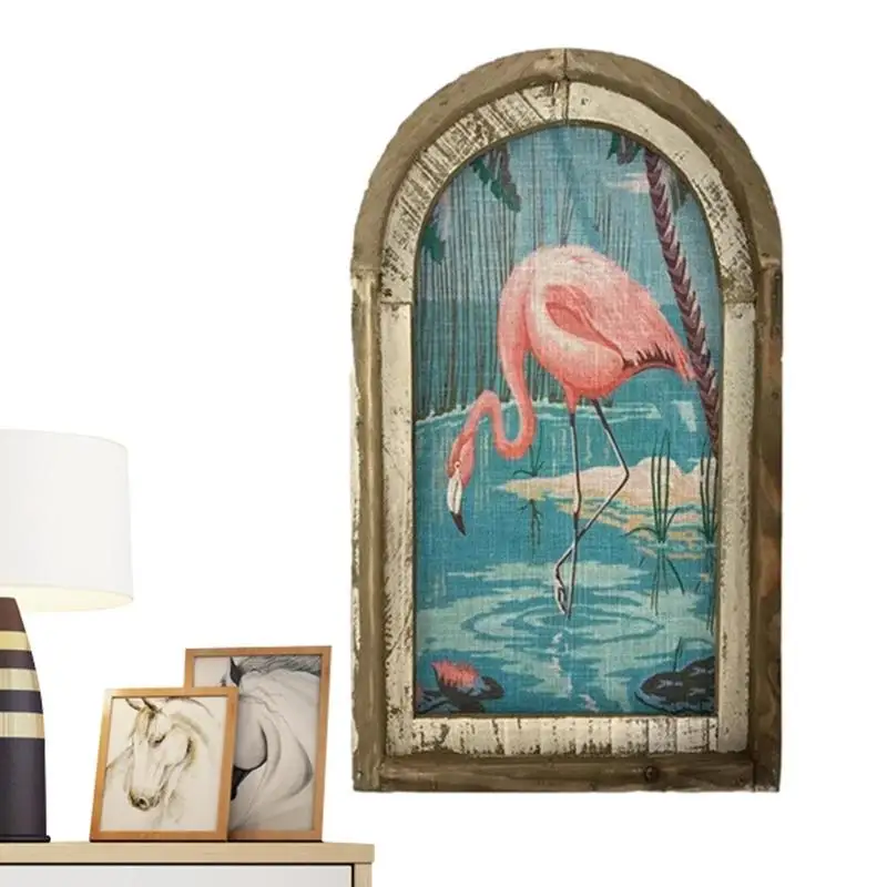 

Wall Paintings for Bedroom Flamingo Decor Painting Wall Art Wood European Style Decorative Wall Art Rustic for Hotel Shop