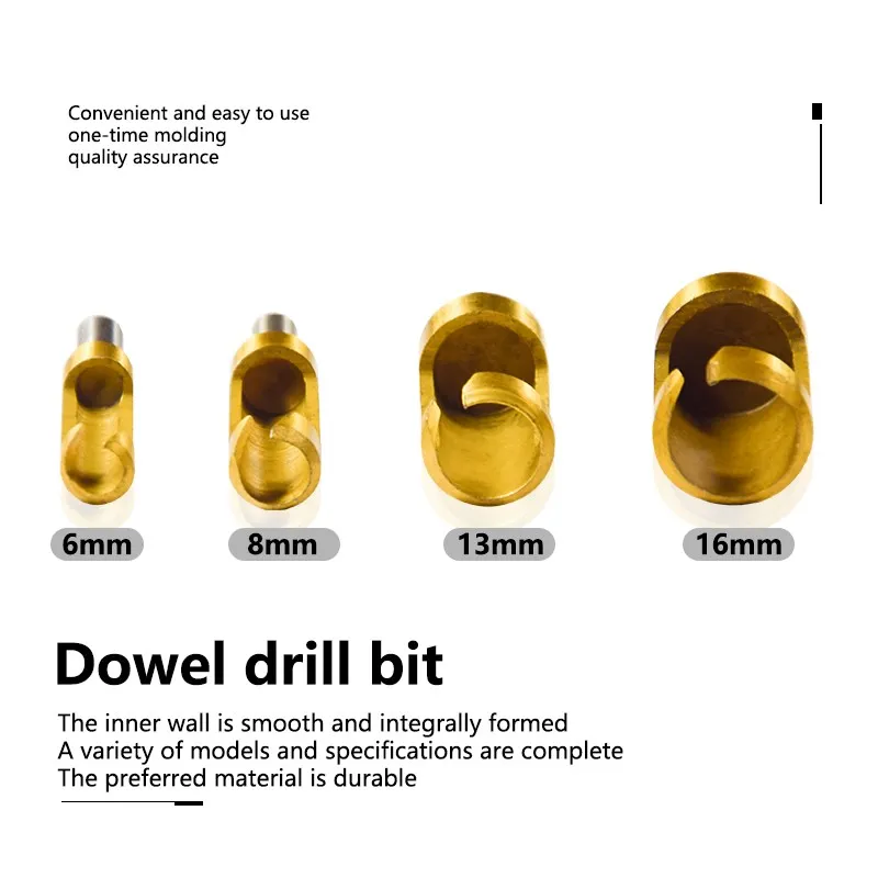 4шт 6/8/13/16мм Титановое покрытие пробкового сверла из высокоуглеродистой стали Cutter Spike Hole Saw Wood Tool Bits on