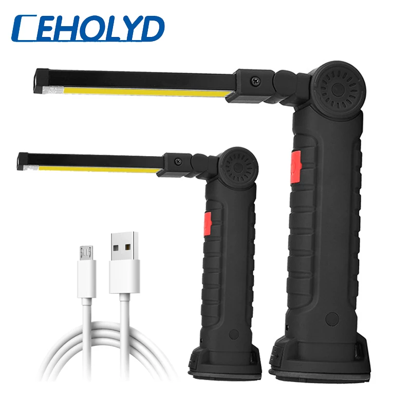 

LED Working Lamp Flashlight USB Rechargeable COB Torch 3 Mode Flash Light Tail Magnet Portable Camping Lantern Built-in Battery