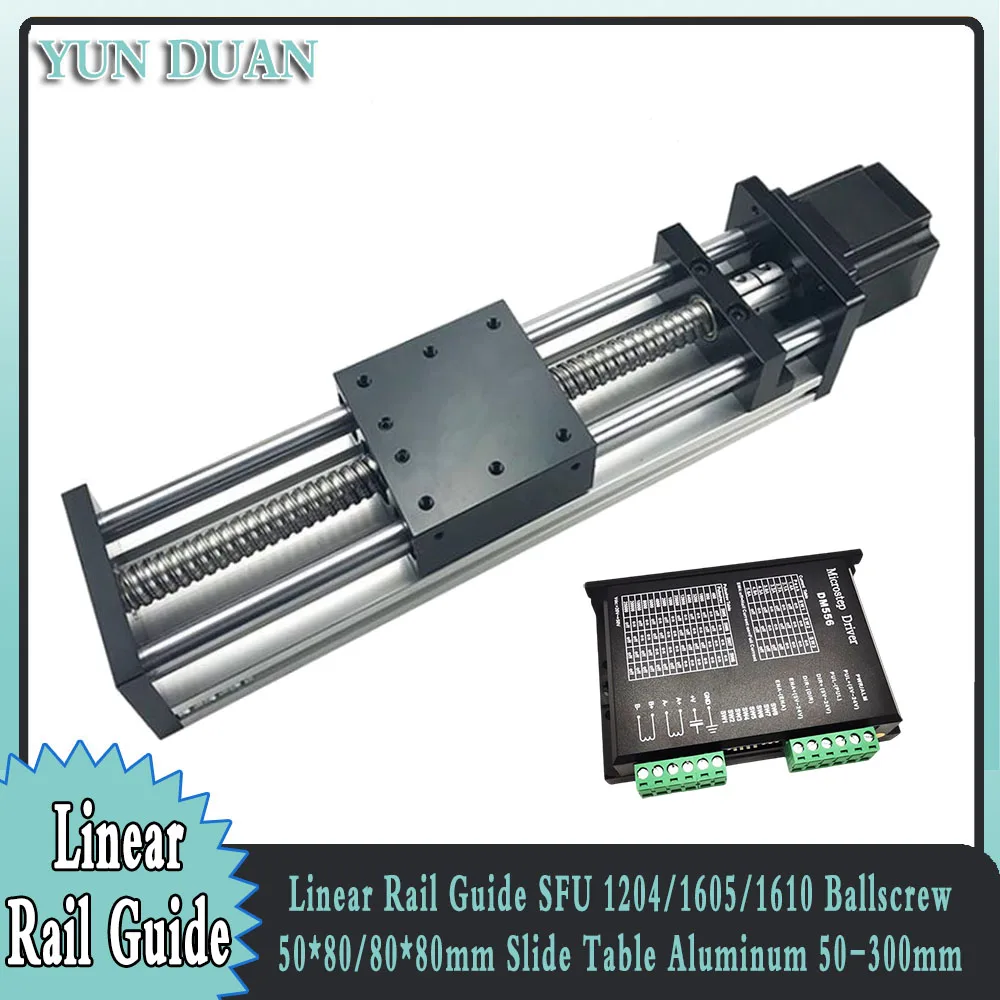 

Linear Rail Kit Sliding Table Ball Screw Module Slide Stage 50-300mm Stroke 1.2-3Nm NEMA 23 Stepper Motor Driver Workbench CNC