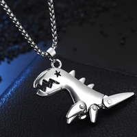 hot sell dinosaur animal design unisex long chains original jewelry titanium steel pendant necklace for women men cheap gifts
