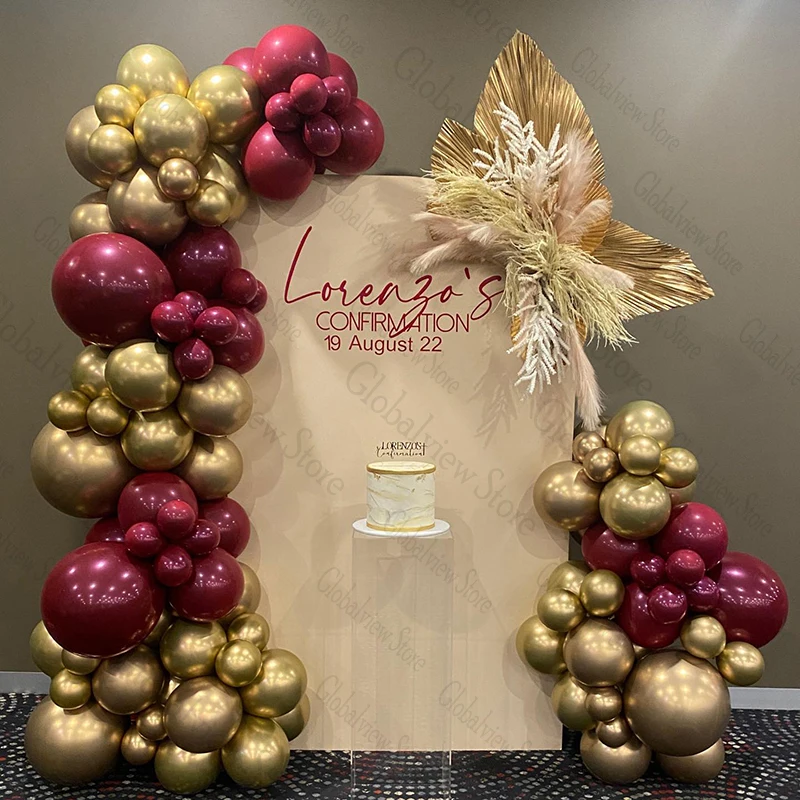 

Burgundy Gold Balloon Garland Kit 30th Birthday Party Decoration 40th 50th birthday balloons Cherry Purple Ballons Chrome Gold