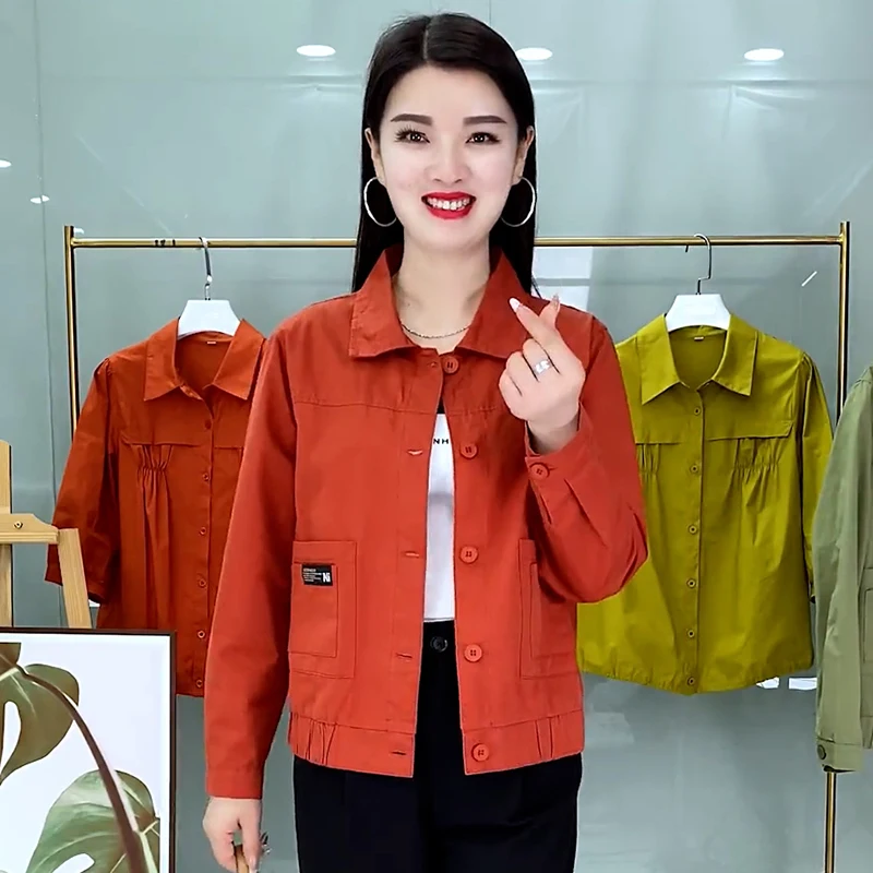Новое короткое пальто из чистого хлопка на весну и осень 2024 женское модное в