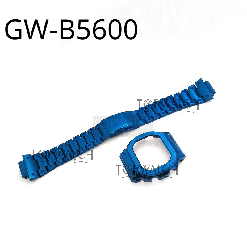 

Ремешок DW5600 из нержавеющей стали для наручных часов, синий металлический браслет для занятий спортом на открытом воздухе, DW5000 DW5030 DW5035