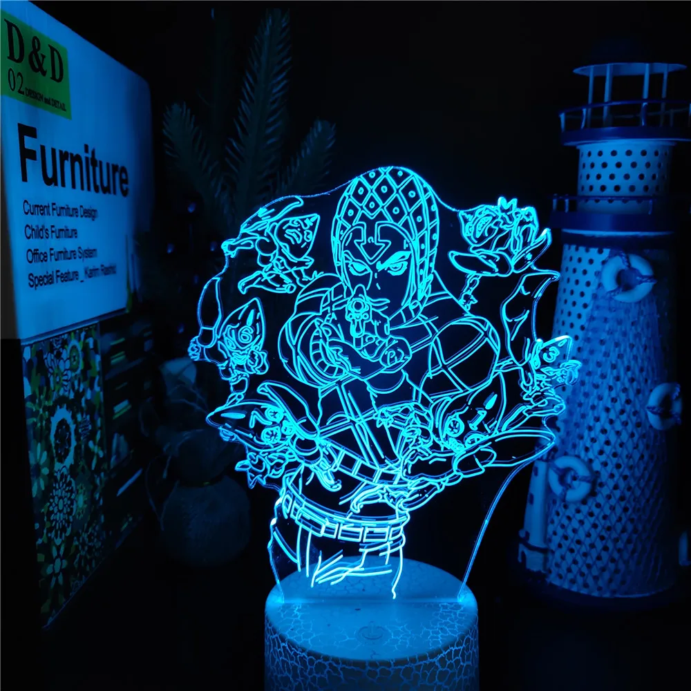 jojo Guido Mista 3D LED Night Lights Desk Lamp USB Powered Children Atmosphere Table Lamp Anime Children Gifts Room Decor WT