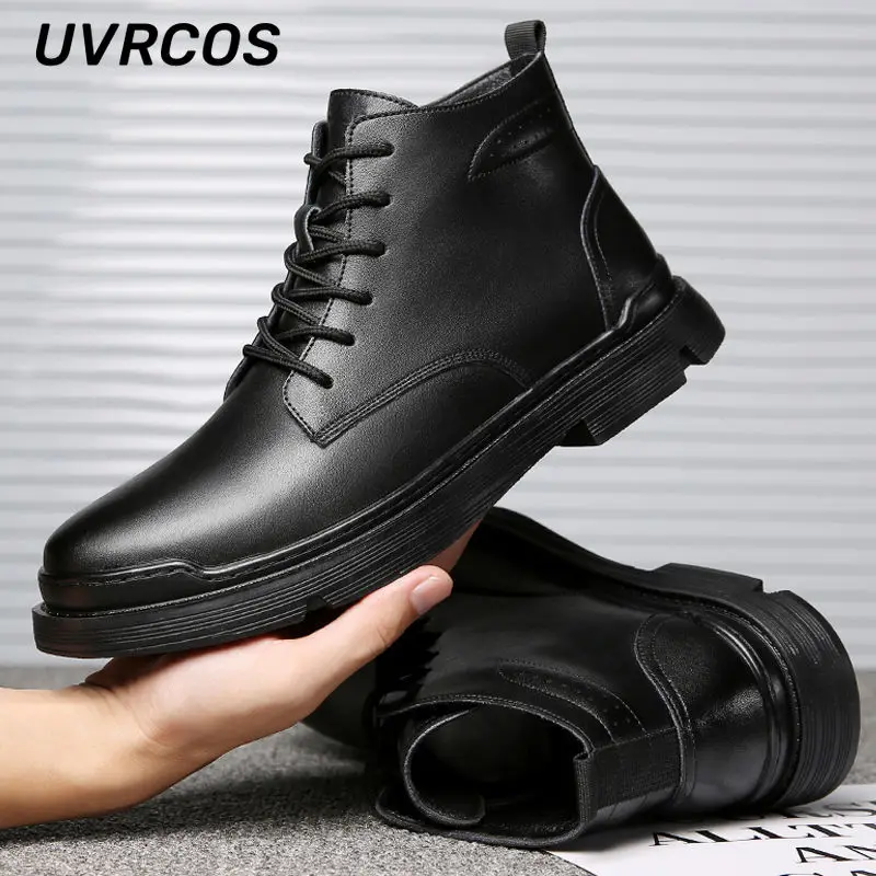 

Мужские зимние ботинки, осенне-зимняя легкая обувь с высоким верхом, средней высоты, трендовые ботинки на толстой подошве, новинка 2022