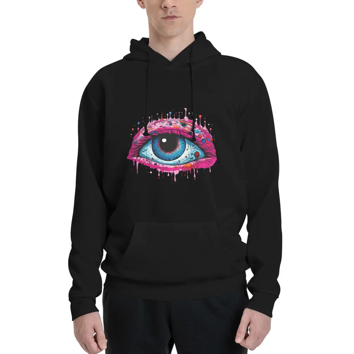 

Hand Drawn Weird Eyeball Polyester Hoodie Men's Women's Sweater Size XXS-3XL