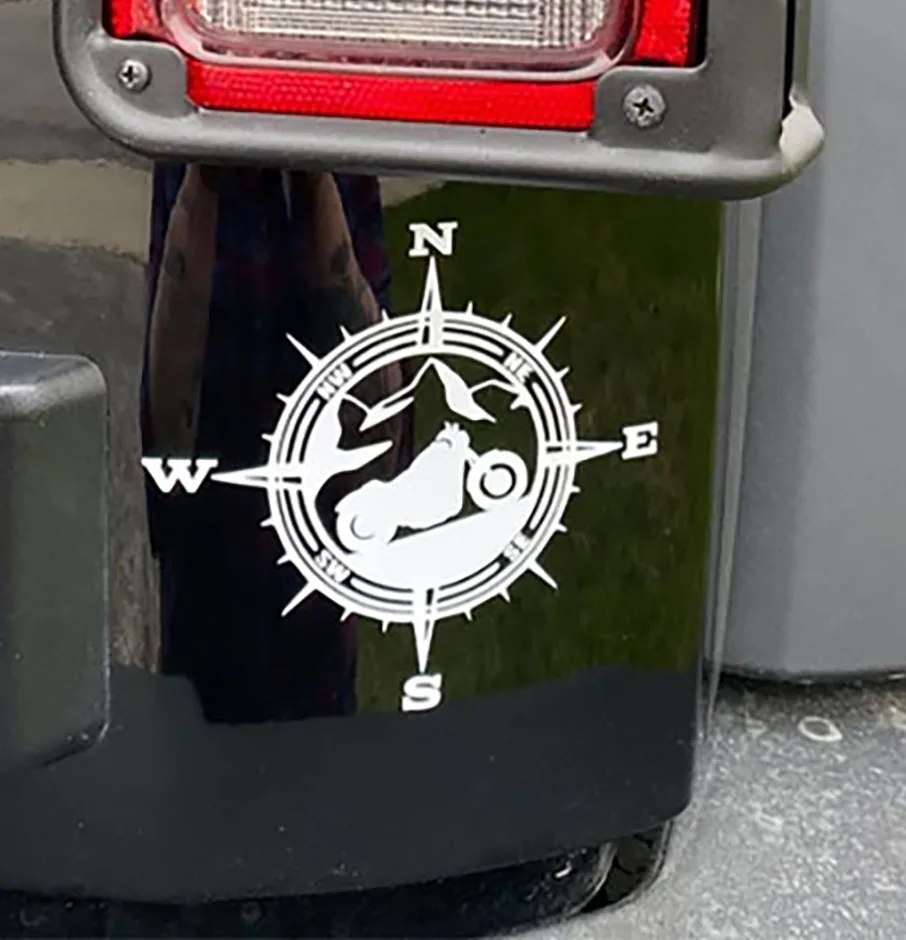 

Compass and Motorcycle Design Car Stickers Die Cut Vinyl Outdoor Decal Auto Exterior Decoration Accessories Waterproof Sticker