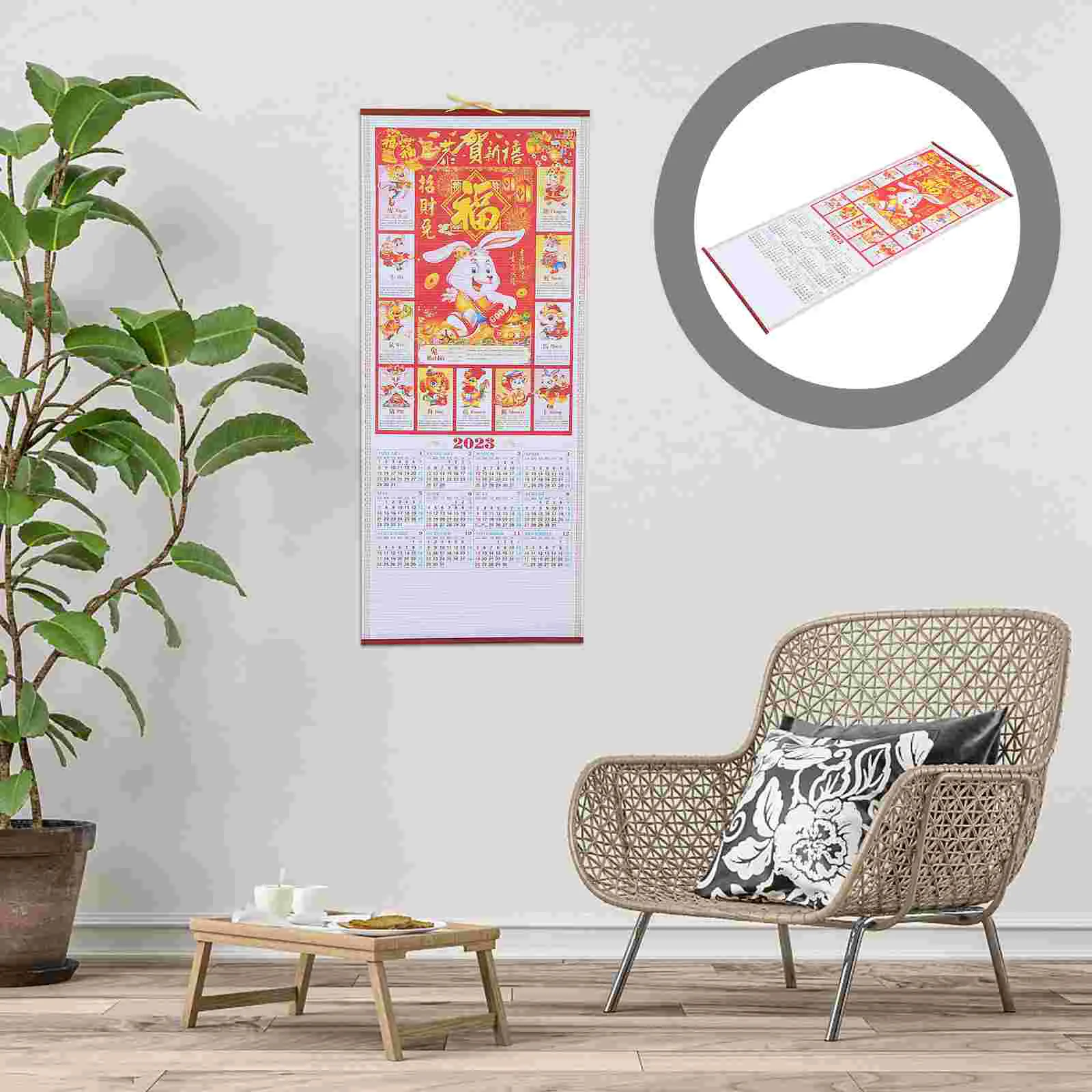 

Calendar Wall Chinese Year New Planner Scrollrabbit Zodiac Poster Tradition Calendars Lunar Yearly 2023