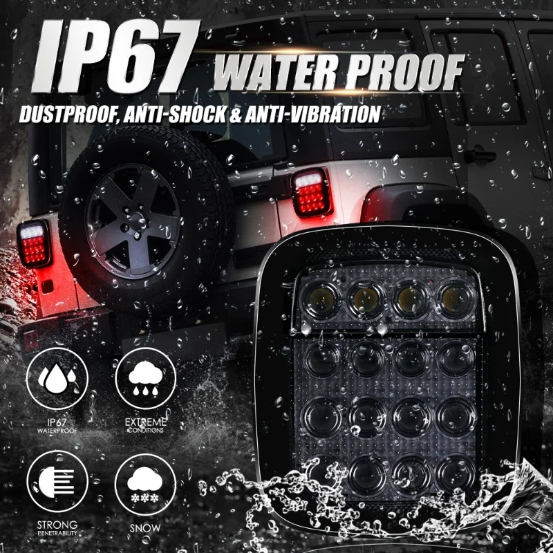 Купить Универсальный задний фонарь для Jeep Wrangler YJ TJ CJ JK, 2 шт./компл., 16 светодиодов Продажа Универсальный задний фонарь для Jeep Wrangler YJ TJ CJ JK, 2 шт./компл., 16 светодиодов