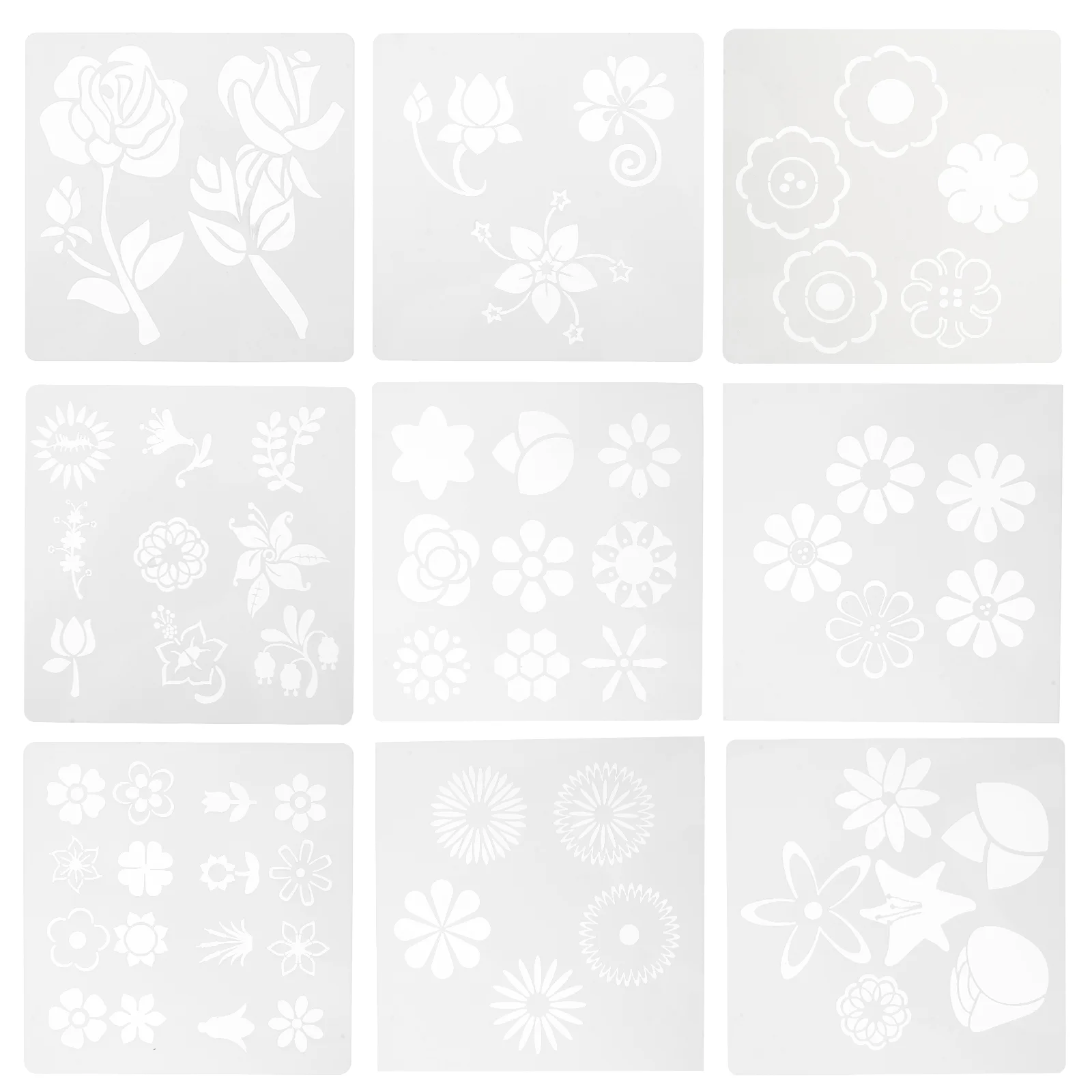 

9pcs Painting Templates Flower Stencils Creative Exquisite Craft Making DIY Drawing Template Drawing Stencils