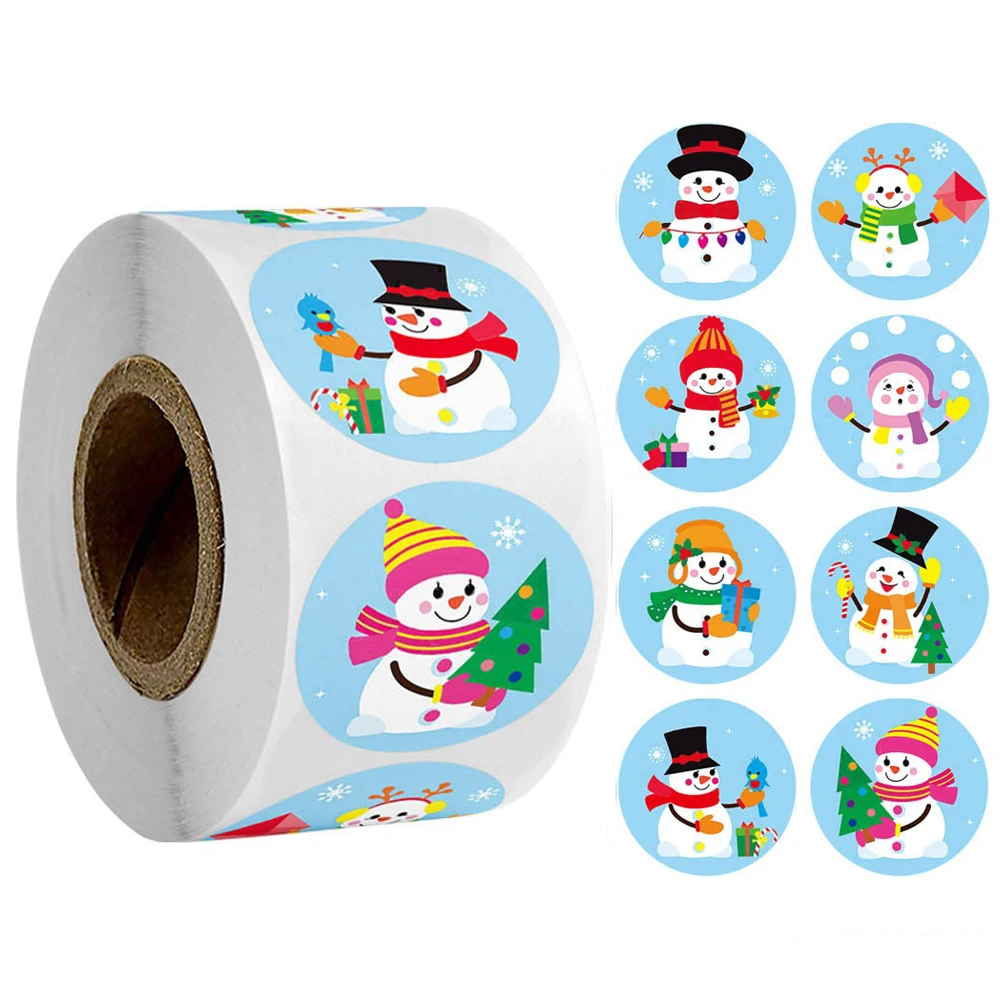 

100-500PCS CHRISTMAS Stickers Snowman Stickers Printable Label Stickers 8 Patterns Cartoon Reward Stickers Children Toys Gifts