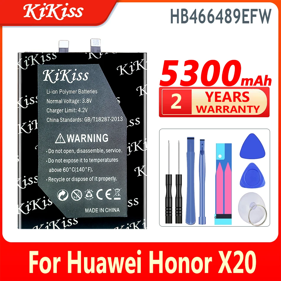 

5300mAh KiKiss 100% New Battery HB466489EFW For Huawei Honor X20 Mobile Phone Batteries