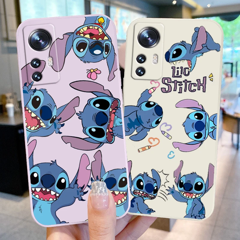 

Disney Luxury Stitch Cute Phone Case For Xiaomi Mi 12S 12 12X 11i 11T 11 10 10S 10T 9 Pro Lite Ultra 5G Liquid Rope TPU