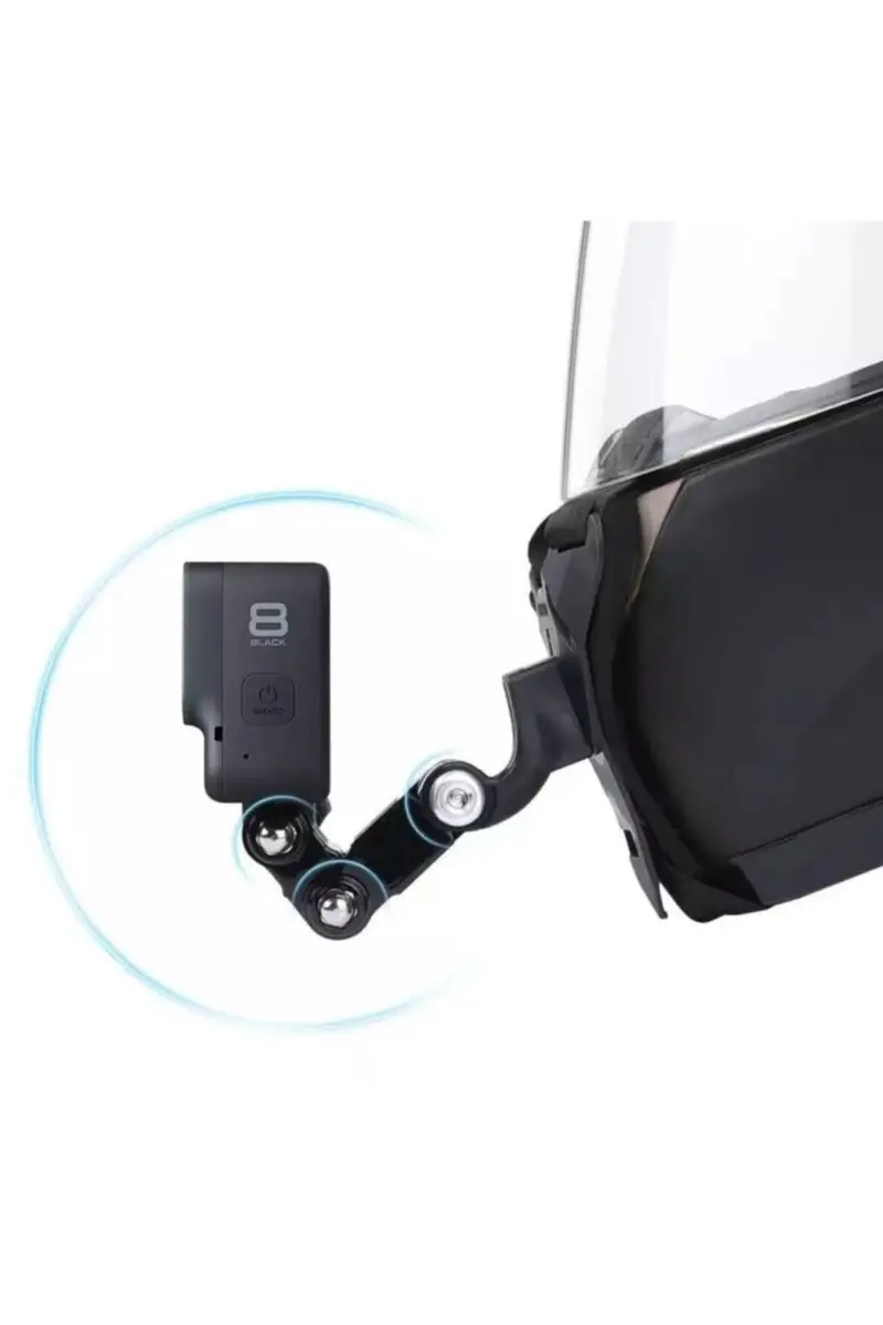

Motorcycle helmet chin camera holding apparatus