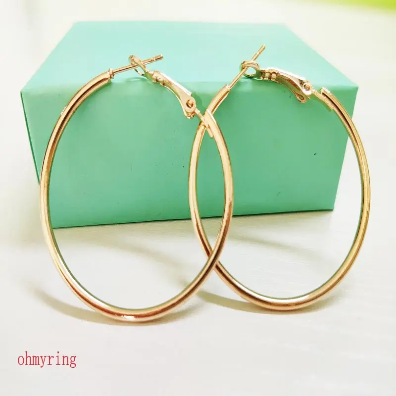 Оптовая продажа модные круглые серьги-кольца золотого цвета 40 мм для женщин и