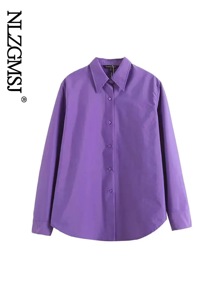 

Женская рубашка с длинным рукавом Nlzgmsj, свободная повседневная однотонная блузка из поплина с отворотами, весна-лето 2022