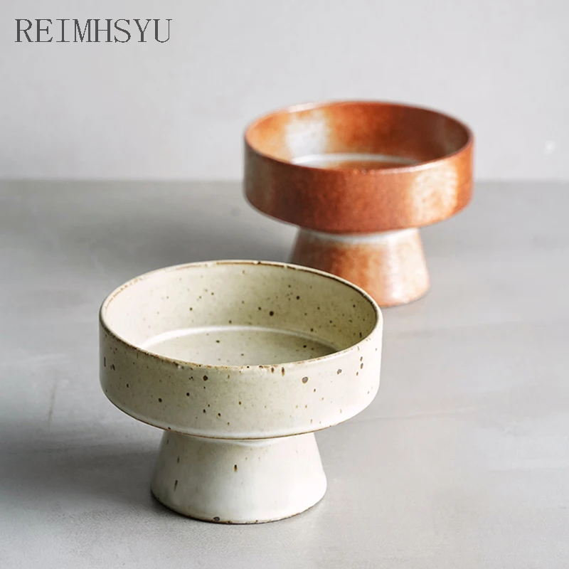 

1PC European Style Ceramic Pottery Retro Dim Sum Pastry Dessert Fruit Plate Dish Dinner Bowl Household Restaurant Tableware