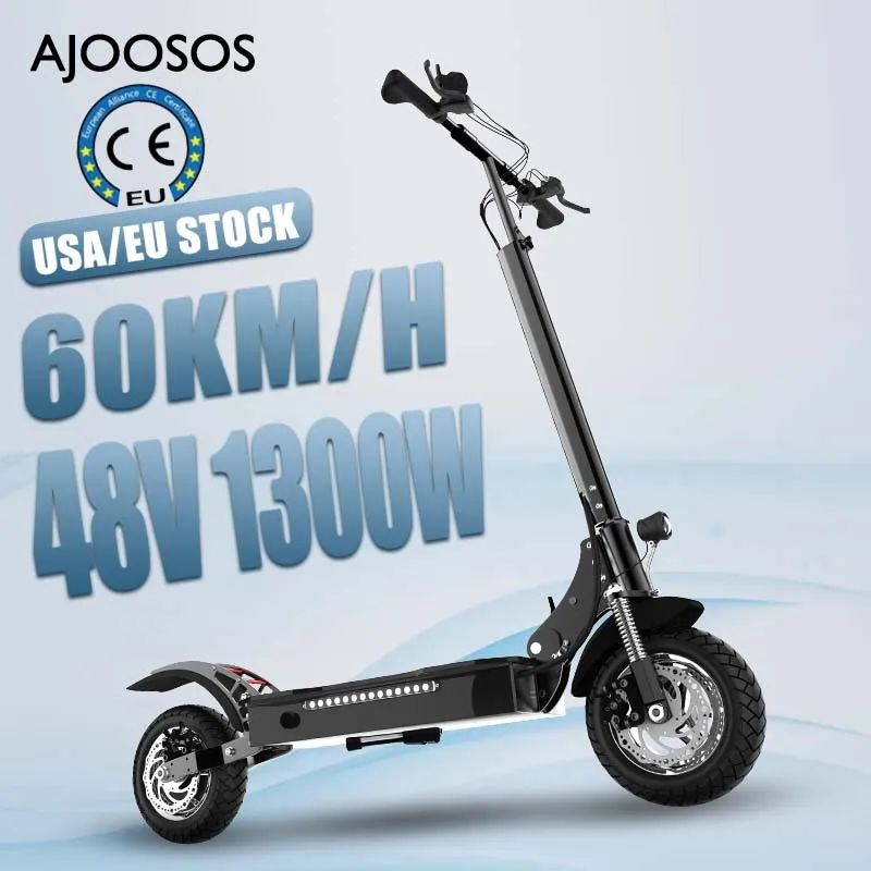 

Adult Electric Scooter 48V 20AH Battery E Scooter High Power 1300W 10 Inch Tubeless Tire 75KM Long Range Trottinette électrique