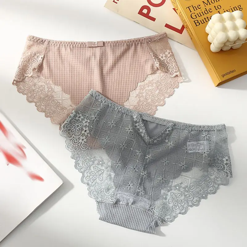 

Модные бесшовные ледяные шелковые трусики, прозрачное нижнее белье, кружевное нижнее белье карамельных цветов, нижнее белье со средней тал...