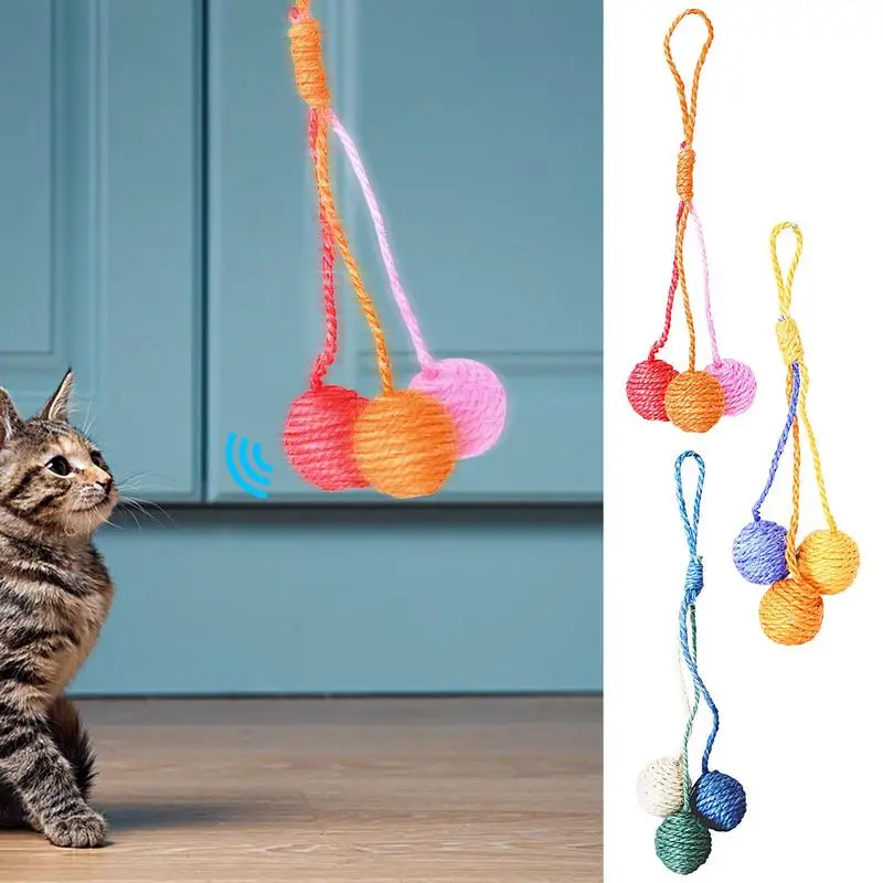 

Cat Scratching Ball Interactive Ball Toys Built In Ring Tone Hangable Rasping Sisal Ball For Cat Relaxing Game For Pet Shop