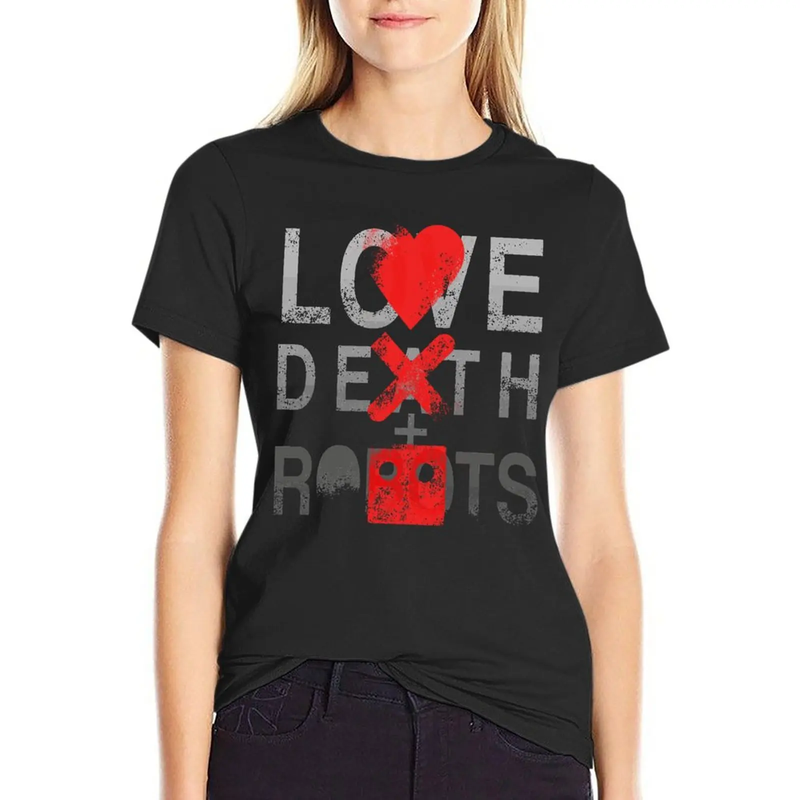 

Футболка женская с принтом «Love Death» и коротким рукавом, 100 хлопок