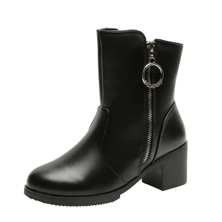 

Черные зимние женские ботинки на толстом каблуке, новинка 2021, женские модные ботинки, короткие зимние ботинки для женщин, повседневная обув...