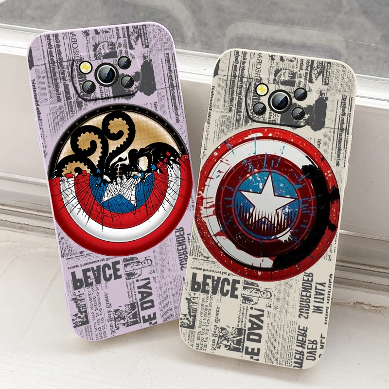 

Marvel Captain America Cool Phone Case For Xiaomi Mi Poco X4 X3 C40 C31 C3 M4 M3 F4 F3 GT Pro NFC Soft Liquid Rope Cover