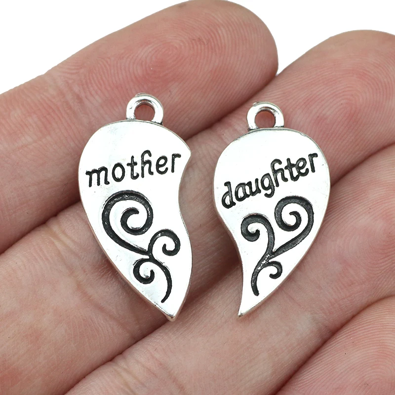 

Подвеска-пазл для матери и дочери, 28 мм, серебряного цвета, 20 шт./партия