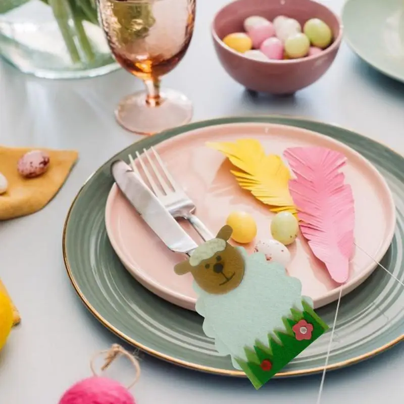 

Pcs Sheep Knife And Fork Bags Tableware Decor Easter Lamb Cutlery Bag Lamb Cutlery Set Tableware Holder Cover Easter Decoration