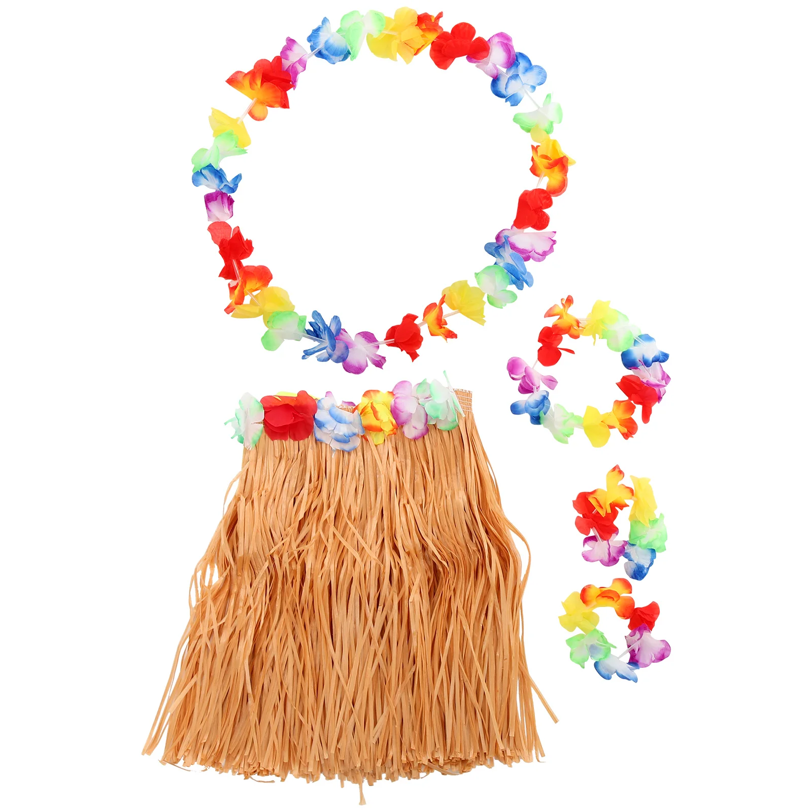 

Hula Garland Hawaii Themed Prop Beach Party Skirt Flowers Tropical Plastic Women's