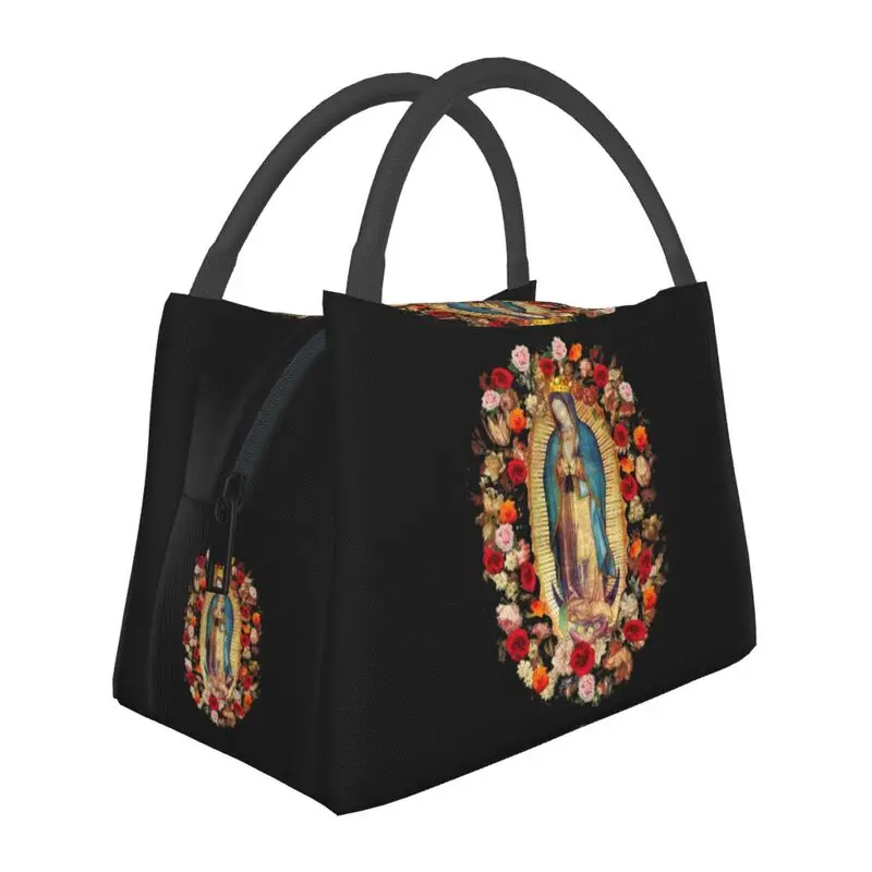 

Our Lady Of Guadalupe Mexican Virgin Mary Lunch Boxes Mexico Catholic Saint Cooler Thermal Food Insulated Lunch Bag Container