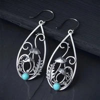 new vintage fashion silver mushroom cutout earrings for women girl wholesale jewelry gifts