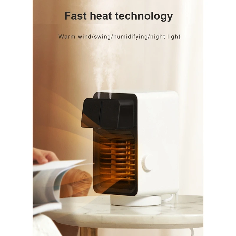 

220V Electric Fan Heater Adjustable Thermostat Warm Air Blower Mute Quick Heating Mini Heater EU Plug