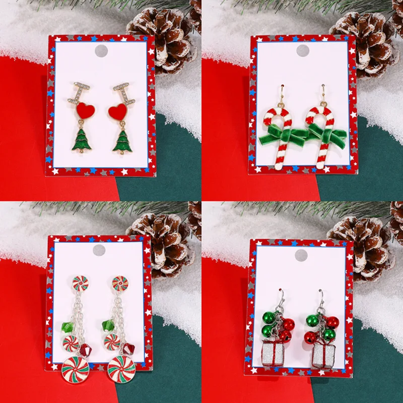 

New Trendy Statement Christmas Tree Earrings for Women Santa Claus Snowman Drop Earrings Jewelry Girls Christmas Gifts Wholesale