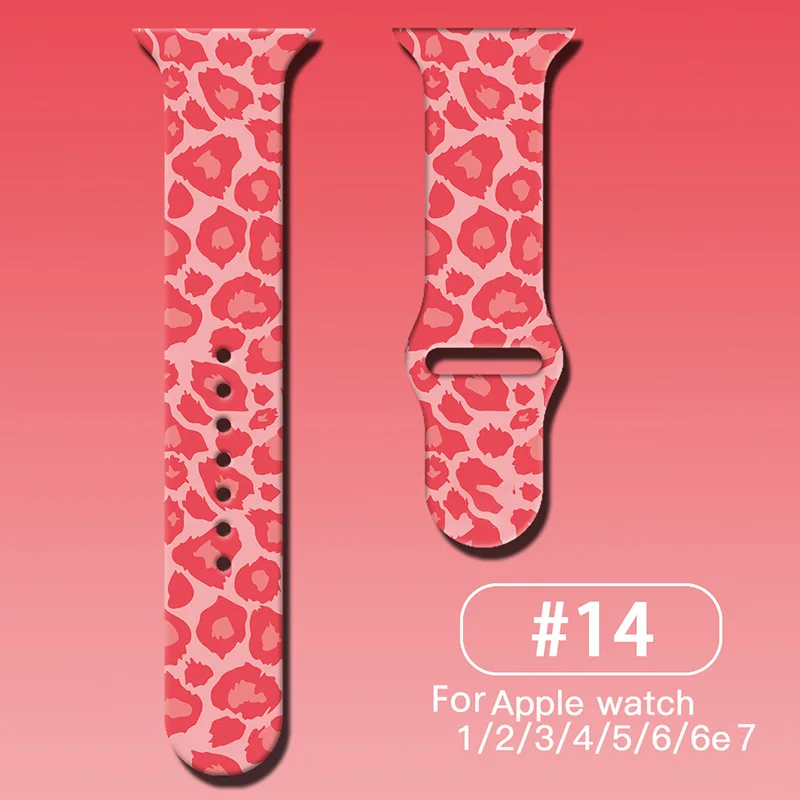 Leopard Printing Bracelet for Apple Watch Band 44 40 41 45 38MM 42MM Belt for iWatch Series 7 6 SE 5 4 2 3 Women Silicone Strap