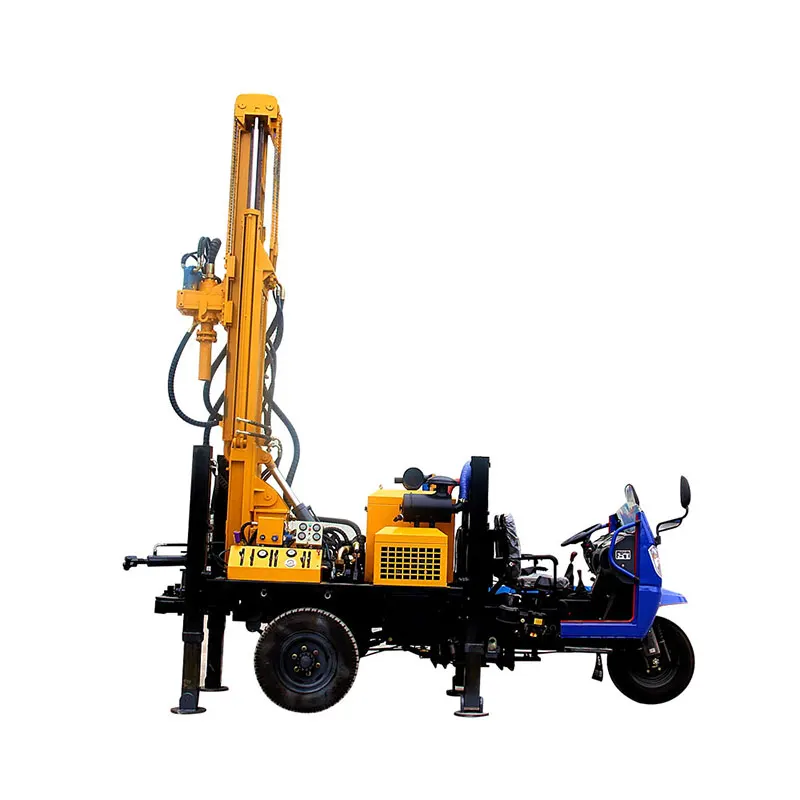 

China Manufacturer 200M Portable Rotary Drilling Rig Pneumatic Tricycle Water Well Drilling Rig Machine
