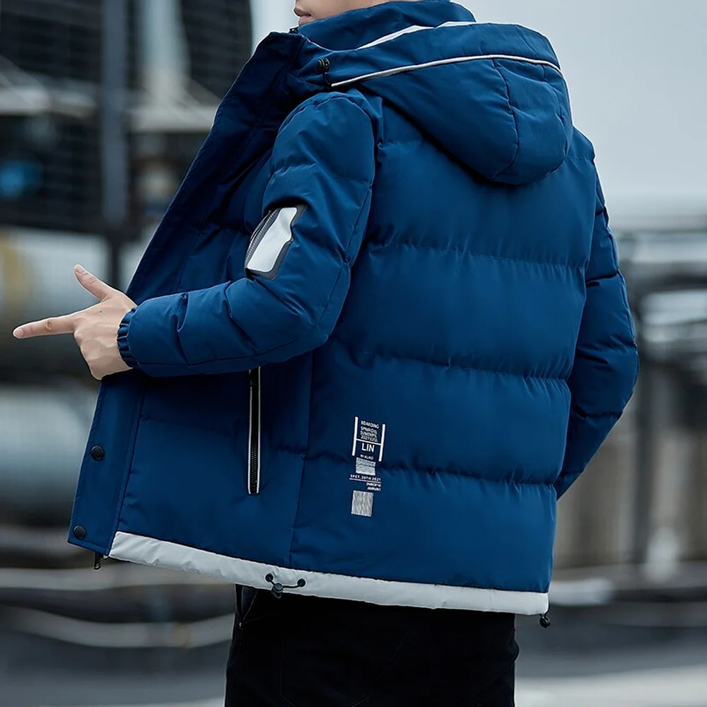 Korean Fashion Puffer Jacket Men Cotton Padded Jacket Men Fashion Clothing Streetwear Thicken Warm Hooded Coat Men Clothes