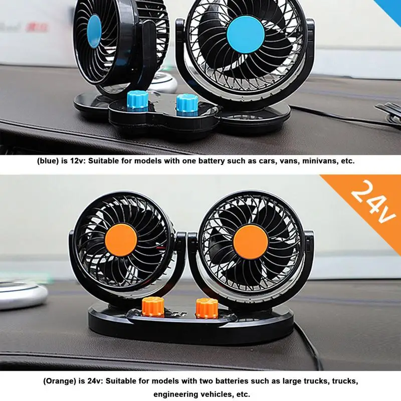 

Vehicle-mounted Fan 24V Large Truck 12V Car Universal Double-head Fan Van Cooling Large Wind Electric Fan 360 Rotation