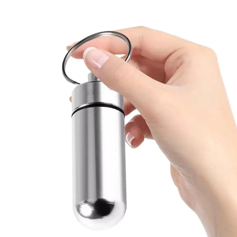 

Водонепроницаемый брелок для таблеток, компактный портативный футляр для таблеток, металлический Карманный футляр для таблеток, брелок дл...