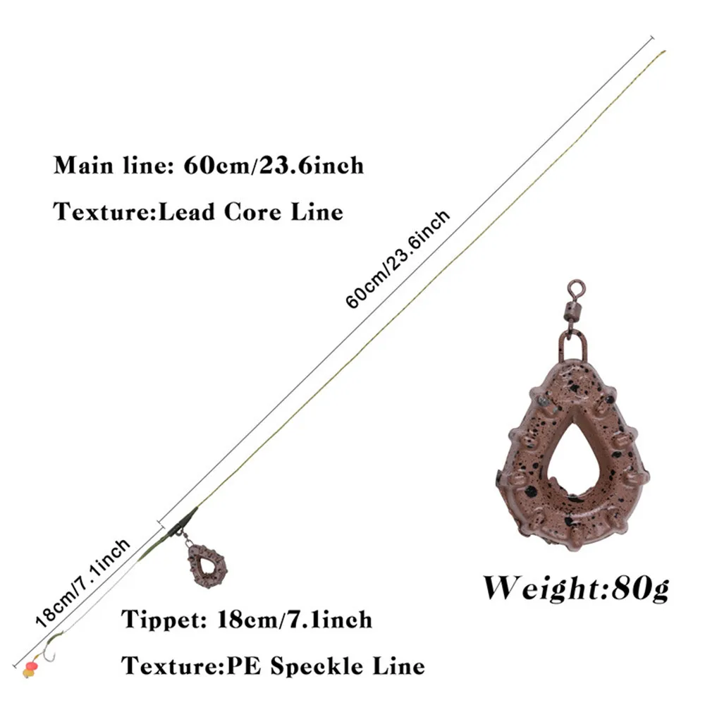 6 шт. предварительно привязанные крючки для ловли карпа со свинцовым сердечником