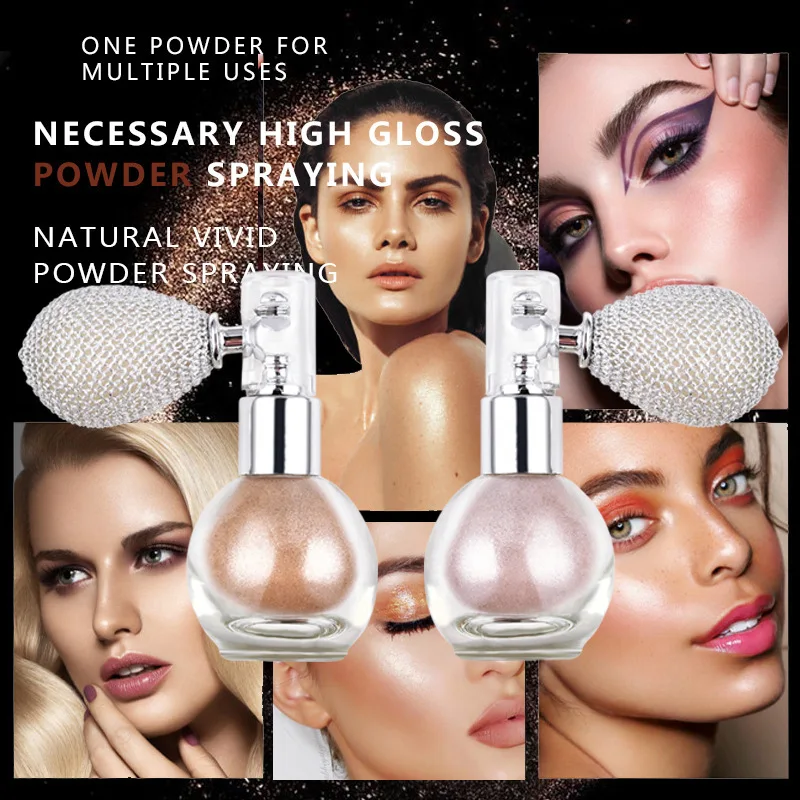 4Colour Fashion Face Gloss Powder Spray Body Glitter Powder Spray Brighten Face Body Spray Glitter Powder Professional Cosmetics