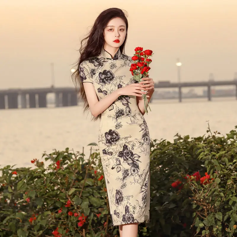 

Новинка, стильное молодежное повседневное осенне-зимнее женское длинное высококачественное элегантное платье-Ципао в ретро стиле, старые Шанхайские улучшенные стринги