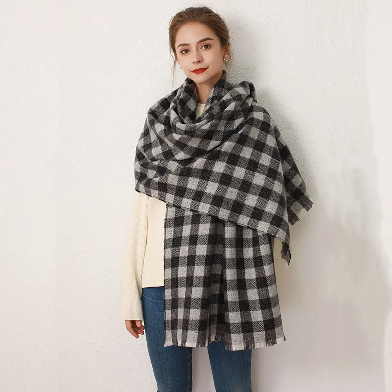 

Fashion Women Autumn and Winter New Scarf Female British Bagh Bristled Faux Cashmere Scarf Shawl Dual-use Thick Couple Scarf